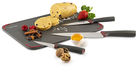 Набор ножей кухон. Rondell Strike RD-1491 компл.:4предм. разд.дос. серый/красный блистер Набор ножей кухон. Rondell Strike RD-1491 компл.:4предм. разд.дос. серый/красный блистер