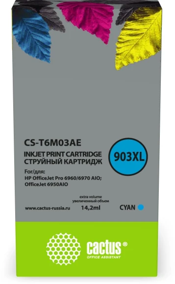 Картридж струйный Cactus CS-T6M03AE №903XL голубой (14.2мл) для HP OJP 6950/6960/6970