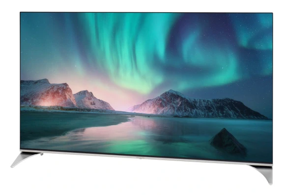 Телевизор QLED Hyundai 50" H-LED50QBU7500 Android TV Frameless черный/серебристый 4K Ultra HD 60Hz DVB-T DVB-T2 DVB-C DVB-S DVB-S2 USB WiFi Smart TV
