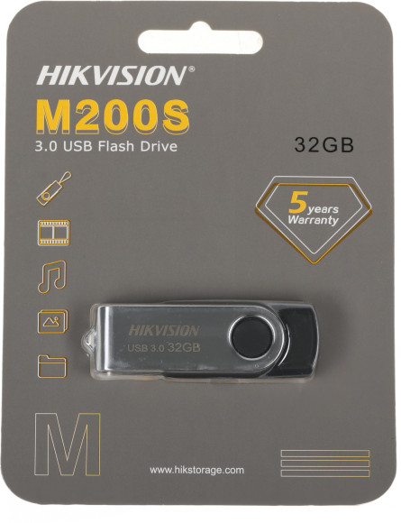 Флеш Диск Hikvision 32GB M200S Hiksemi HS-USB-M200S/32G/U3 USB3.0 серебристый/черный Флеш Диск Hikvision 32GB M200S Hiksemi HS-USB-M200S/32G/U3 USB3.0 серебристый/черный