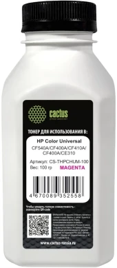 Тонер Cactus CS-THPCHUY-100 желтый флакон 100гр. для принтера HP Color Universal CF540A/CF400A/CF410A/CF400A/CE310
