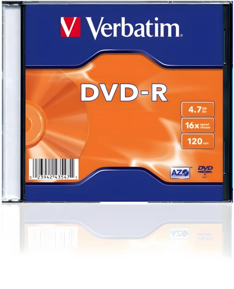 Диск DVD-R Verbatim 4.7Gb 16x Slim case (20шт) (43547) Диск DVD-R Verbatim 4.7Gb 16x Slim case (20шт) (43547)