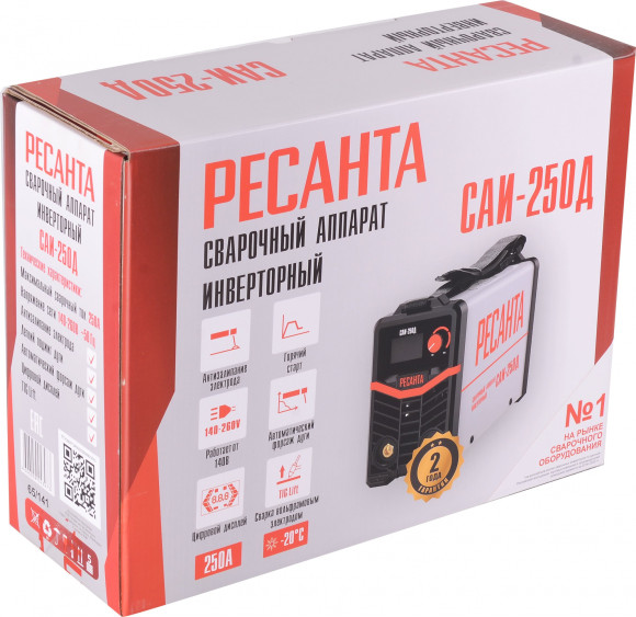 Сварочный аппарат Ресанта САИ-250Д инвертор ММА/TIG 9.5кВт Сварочный аппарат Ресанта САИ-250Д инвертор ММА/TIG 9.5кВт