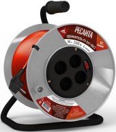 Удлинитель силовой Ресанта СУ-2х1-50/2 (61/118/5) 2x1.0кв.мм 4розет. 50м ПВС катушка красный