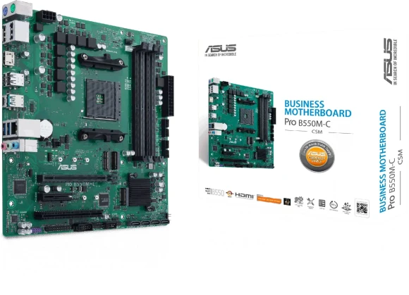 Материнская плата Asus PRO B550M-C/CSM Soc-AM4 AMD B550 4xDDR4 mATX AC`97 8ch(7.1) GbLAN RAID+HDMI+DP