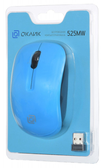 Мышь Оклик 525MW черный/голубой оптическая 1000dpi беспров. USB для ноутбука 3but (1090724)