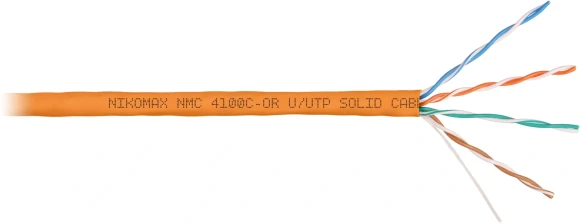 Кабель информационный Nikomax NMC 4100C-OR кат.5E U/UTP 4 пары нг(А)-HF внутренний 305м оранжевый Кабель информационный Nikomax NMC 4100C-OR кат.5E U/UTP 4 пары нг(А)-HF внутренний 305м оранжевый
