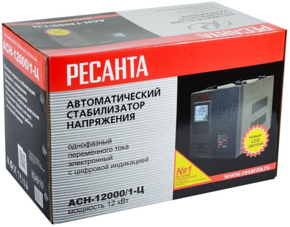 Стабилизатор напряжения Ресанта АСН-12000/1-Ц однофазный серый (63/6/10) Стабилизатор напряжения Ресанта АСН-12000/1-Ц однофазный серый (63/6/10)