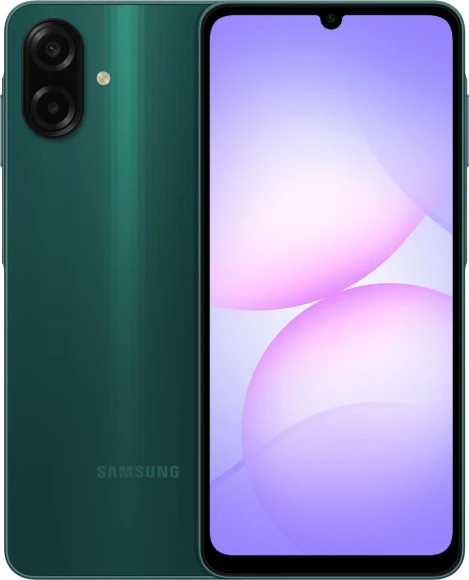Смартфон Samsung SM-A075F Galaxy A07 128Gb 6Gb зеленый моноблок 3G 4G 2Sim 6.7" 720x1600 Android 15 50Mpix 802.11 a/b/g/n/ac GPS GSM900/1800 GSM1900 Protect microSD max2048Gb