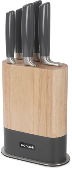Набор ножей кухон. Rondell Filigran RD-2007 компл.:6предм. с подставкой дерево/серый подар.коробка