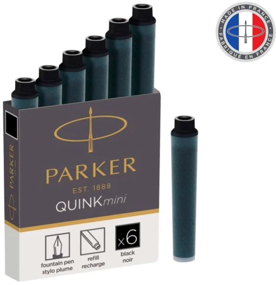 Картридж Parker Quink Z17 Mini (1950407) черные чернила для ручек перьевых (6шт)