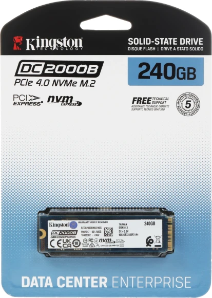 Накопитель SSD Kingston PCIe 4.0 x4 240GB SEDC2000BM8/240G DC2000B M.2 2280 0.4 DWPD Накопитель SSD Kingston PCIe 4.0 x4 240GB SEDC2000BM8/240G DC2000B M.2 2280 0.4 DWPD