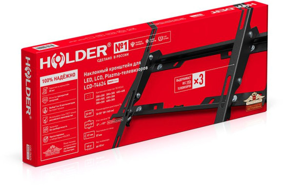 Кронштейн для телевизора Holder T4624-B черный 32"-55" макс.40кг настенный наклон Кронштейн для телевизора Holder T4624-B черный 32"-55" макс.40кг настенный наклон