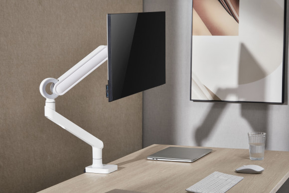 Кронштейн для мониторов Ultramounts UM719W белый 17"-35" макс.10.5кг крепление к столешнице поворот и наклон