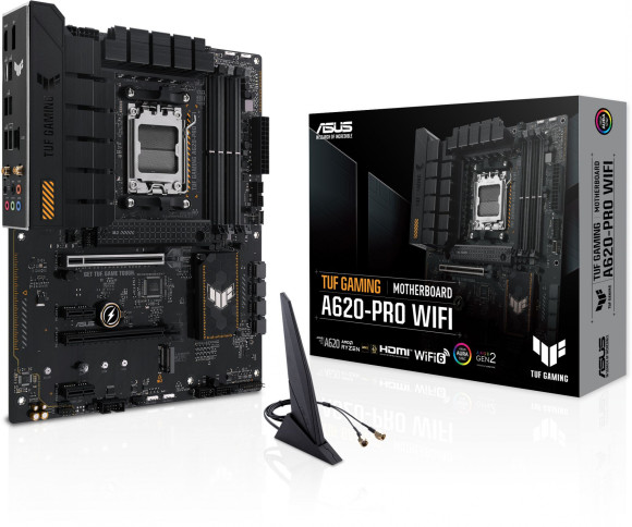 Материнская плата Asus TUF GAMING A620-PRO WIFI Socket AM5 AMD A620 4xDDR5 ATX AC`97 8ch(7.1) 2.5Gg RAID+HDMI+DP Материнская плата Asus TUF GAMING A620-PRO WIFI Socket AM5 AMD A620 4xDDR5 ATX AC`97 8ch(7.1) 2.5Gg RAID+HDMI+DP