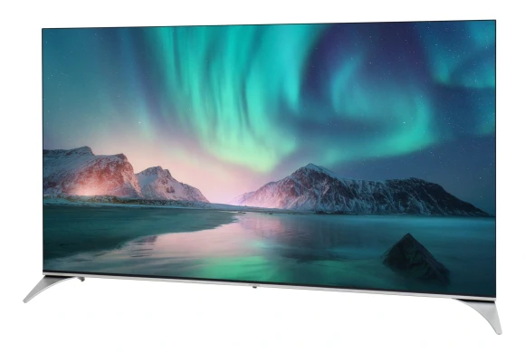 Телевизор QLED Hyundai 65" H-LED65QBU7500 Android TV Frameless черный/серебристый 4K Ultra HD 60Hz DVB-T DVB-T2 DVB-C DVB-S DVB-S2 USB WiFi Smart TV