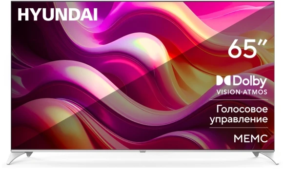 Телевизор QLED Hyundai 65" H-LED65QBU7500 Android TV Frameless черный/серебристый 4K Ultra HD 60Hz DVB-T DVB-T2 DVB-C DVB-S DVB-S2 USB WiFi Smart TV