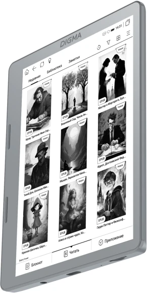 Электронная книга Digma E2 5.83" E-Ink 680x920 Touch Screen 1.2Ghz 1Gb/8Gb/SD/microSDHC/подсветка дисплея светло-серый Электронная книга Digma E2 5.83" E-Ink 680x920 Touch Screen 1.2Ghz 1Gb/8Gb/SD/microSDHC/подсветка дисплея светло-серый