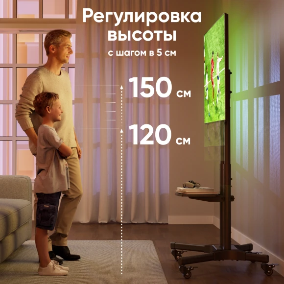 Подставка для телевизора Onkron TS1351 черный 32"-65" макс.50кг напольный мобильный