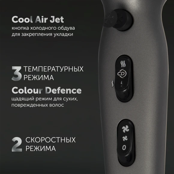 Фен Polaris PHD 2600ACi 2600Вт серый/черный Фен Polaris PHD 2600ACi 2600Вт серый/черный