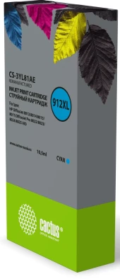 Картридж струйный Cactus CS-3YL81AE 912XL голубой (10.5мл) для HP OfficeJet 8012/8014/8015/8017;OfficeJet Pro 8022/8023/8024/8025 AIO с чипом Картридж струйный Cactus CS-3YL81AE 912XL голубой (10.5мл) для HP OfficeJet 8012/8014/8015/8017;OfficeJet Pro 8022/8023/8024/8025 AIO с чипом