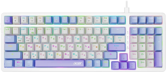 Клавиатура Acer OKW304 механическая белый USB Multimedia for gamer LED (ZL.KBDCC.01V)