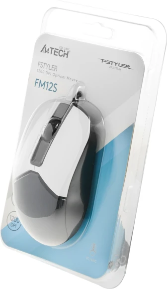 Мышь A4Tech Fstyler FM12S Panda белый/черный оптическая 1200dpi silent USB 3but