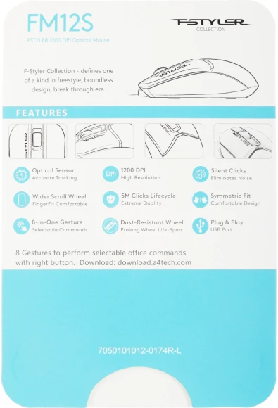 Мышь A4Tech Fstyler FM12S Panda белый/черный оптическая 1200dpi silent USB 3but Мышь A4Tech Fstyler FM12S Panda белый/черный оптическая 1200dpi silent USB 3but