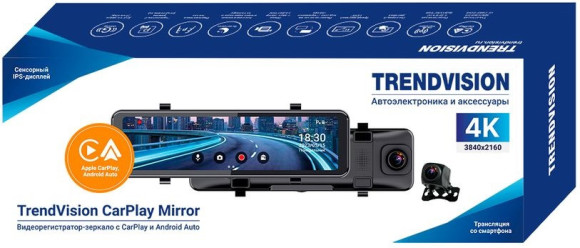 Видеорегистратор TrendVision CarPlay Mirror черный 2Mpix 2160x3840 2160p 150гр. MSTAR 8826 Видеорегистратор TrendVision CarPlay Mirror черный 2Mpix 2160x3840 2160p 150гр. MSTAR 8826