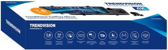 Видеорегистратор TrendVision CarPlay Mirror черный 2Mpix 2160x3840 2160p 150гр. MSTAR 8826