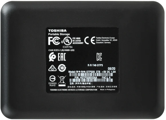 Жесткий диск Toshiba USB3.2 Gen1 2TB HDTP320EK3AA Canvio Ready 2.5" черный