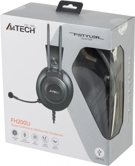 Наушники с микрофоном A4Tech Fstyler FH200U серый 2м накладные USB оголовье (FH200U GREY) Наушники с микрофоном A4Tech Fstyler FH200U серый 2м накладные USB оголовье (FH200U GREY)