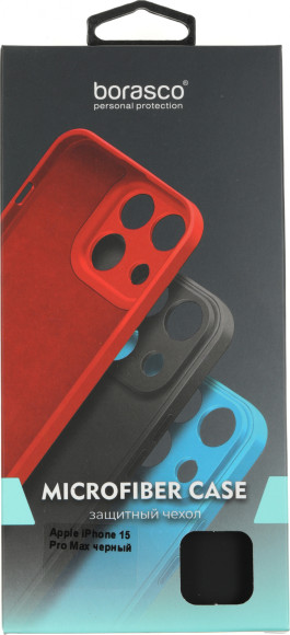 Чехол (клип-кейс) BoraSCO для Apple iPhone 15 Pro Max Microfiber Case черный (72425)