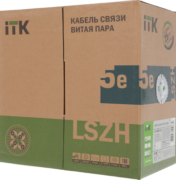 Кабель информационный ITK LC1-C5E04-122 кат.5E UTP 4 пары 24AWG нг(А)-LSLTx внутренний 305м зеленый Кабель информационный ITK LC1-C5E04-122 кат.5E UTP 4 пары 24AWG нг(А)-LSLTx внутренний 305м зеленый