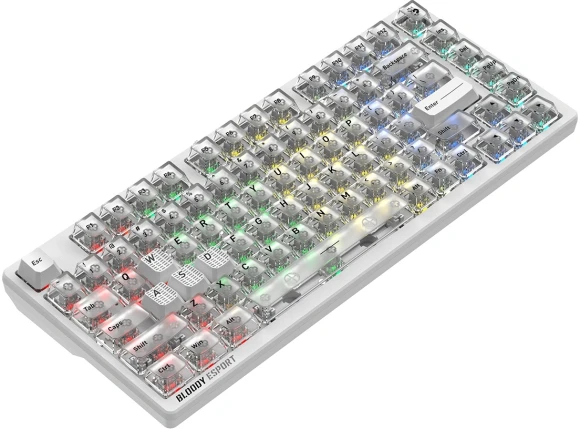 Клавиатура A4Tech MS76 механическая белый USB Multimedia for gamer LED кабель 1.8м