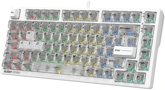 Клавиатура A4Tech MS76 механическая белый USB Multimedia for gamer LED кабель 1.8м