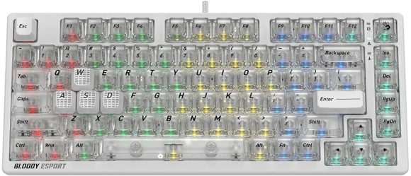Клавиатура A4Tech MS76 механическая белый USB Multimedia for gamer LED кабель 1.8м