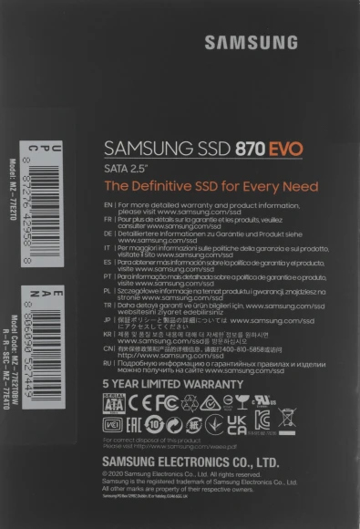 Накопитель SSD Samsung SATA-III 2TB MZ-77E2T0BW 870 EVO 2.5" Накопитель SSD Samsung SATA-III 2TB MZ-77E2T0BW 870 EVO 2.5"