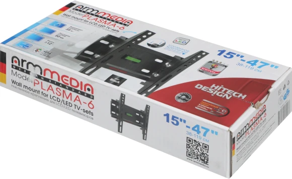 Кронштейн для телевизора Arm Media PLASMA-6 new черный 15"-47" макс.35кг настенный наклон