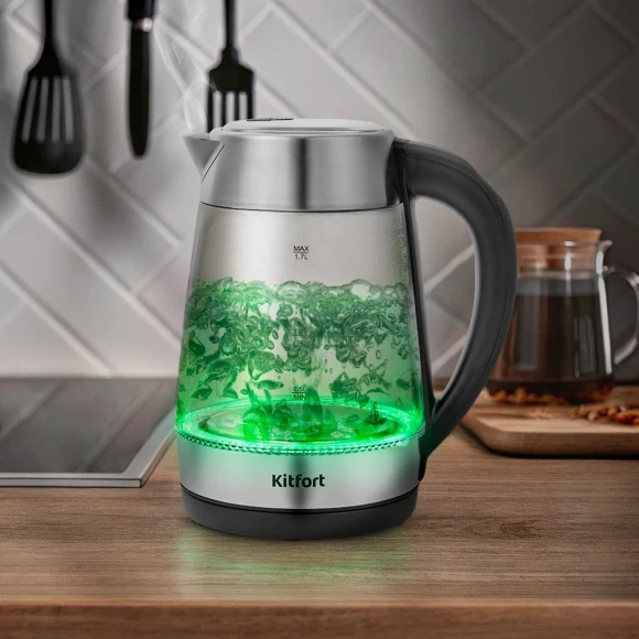 Чайник электрический Kitfort КТ-6107 1.7л. 2200Вт серебристый корпус: металл/пластик
