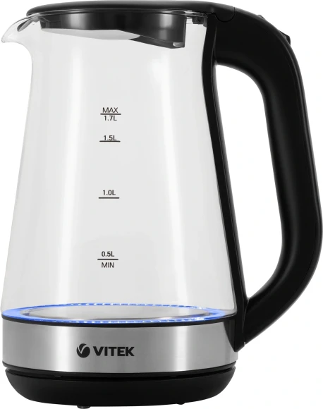 Чайник электрический Vitek VT-1181 1.7л. 2200Вт черный корпус: стекло