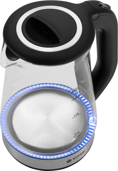 Чайник электрический Vitek VT-1181 1.7л. 2200Вт черный корпус: стекло