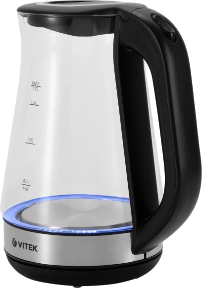 Чайник электрический Vitek VT-1181 1.7л. 2200Вт черный корпус: стекло