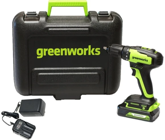 Дрель-шуруповерт Greenworks GD24DD35K2 аккум. патрон:быстрозажимной (кейс в комплекте) (3704007UA)