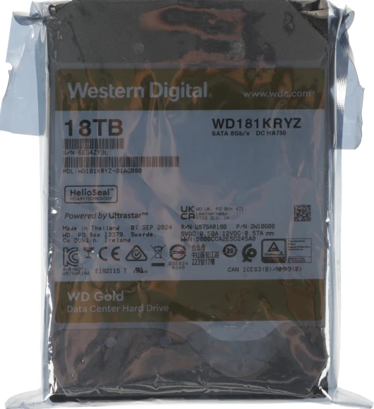 Жесткий диск WD SATA-III 18TB WD181KRYZ Server Gold 512E (7200rpm) 512Mb 3.5"