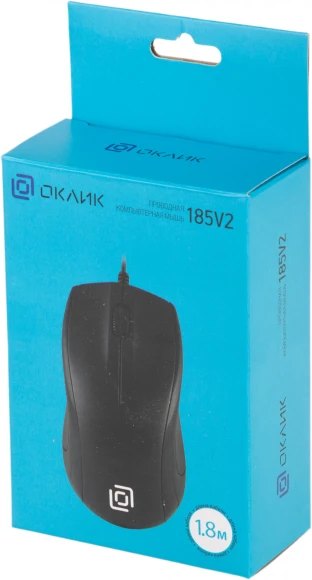 Мышь Оклик 185V2 черный оптическая 1200dpi USB для ноутбука 3but (1185962)