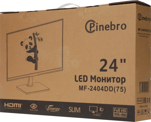 Монитор Pinebro 23.8" MF-2404DD черный IPS LED 5ms 16:9 DVI HDMI M/M матовая 250cd 178гр/178гр 1920x1080 75Hz FreeSync VGA DP FHD 2.7кг