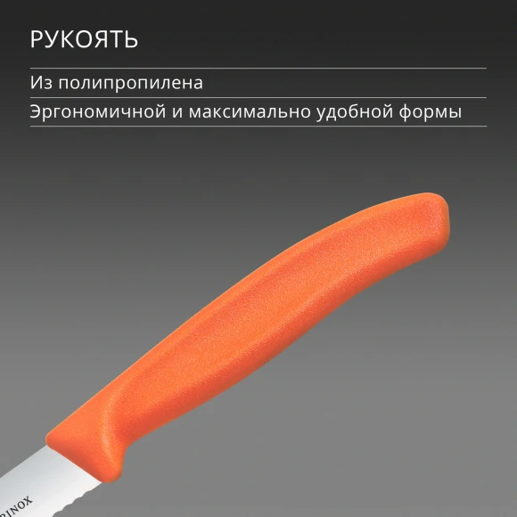 Нож кухонный Victorinox Swiss Classic (6.7739.C1) для чистки овощей и фруктов лезв.100мм серрейт. заточка оранжевый Нож кухонный Victorinox Swiss Classic (6.7739.C1) для чистки овощей и фруктов лезв.100мм серрейт. заточка оранжевый