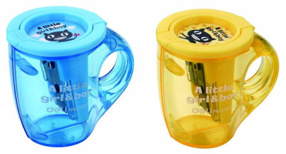 Точилка для карандашей ручная Deli Cup E0551 2 отверстия пластик ассорти дисплей
