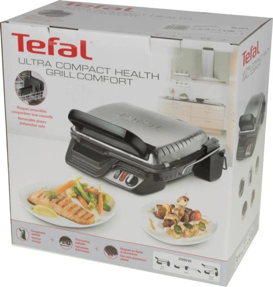 Электрогриль Tefal GC306012 2000Вт серебристый/черный
